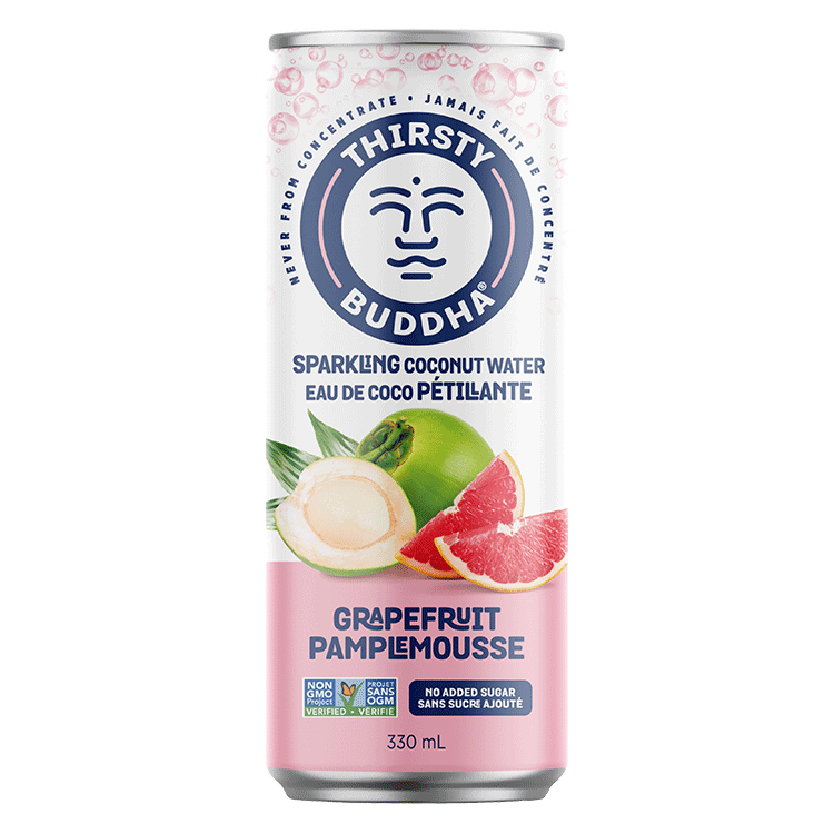 THIRSTY BUDDHA, SPARKLING COCONUT WATER WITH GRAPEFRUIT, 12 x 330ML