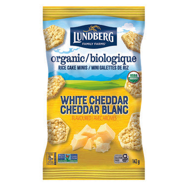LUNDBERG ORGANI, WHITE CHEDDAR ORGANIC RICE CAKE MINIS, 6 x 142G