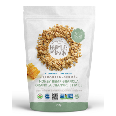 ONE DEGREE, SPROUTED OAT GRANOLA HONEY HEMP, 6 x 312G