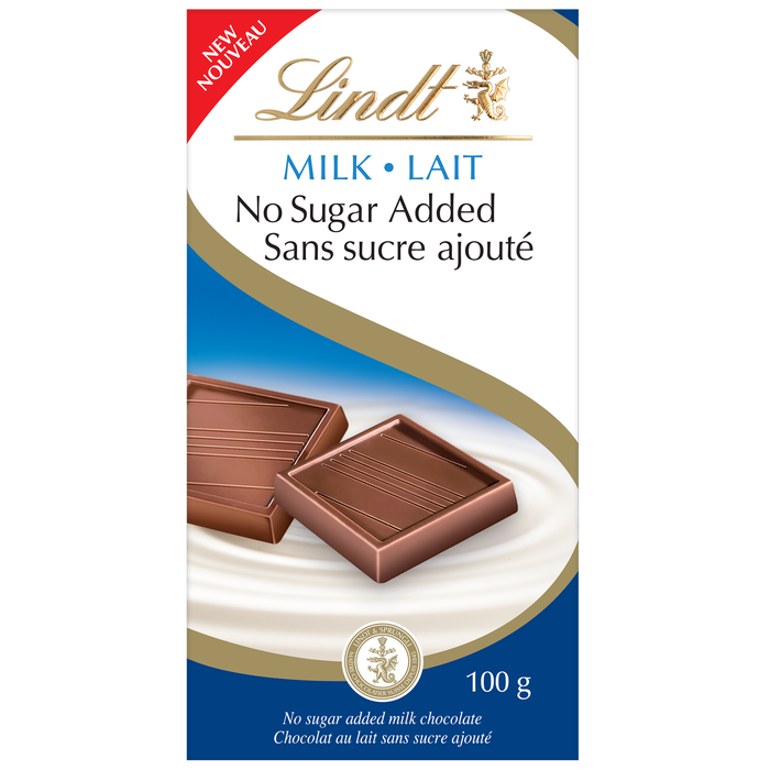 LINDT, NO SUGAR ADDED -MILK BARS, 16 x 100G