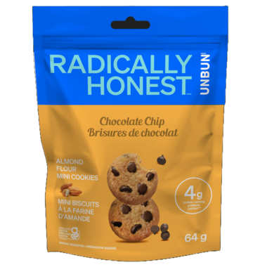 UNBUN, CHOCOLATE CHIP - ALMOND FLOUR COOKIES, 8 x 64G
