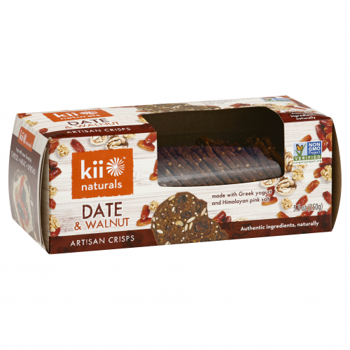 KII NATURALS, DATE AND WALNUT CRISP, 12 x 150 G