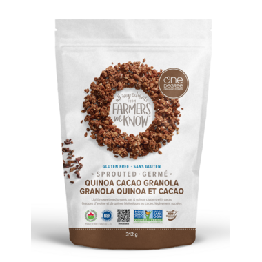 ONE DEGREE, SPROUTED OAT GRANOLA QUINOA CACAO, 6 x 312G