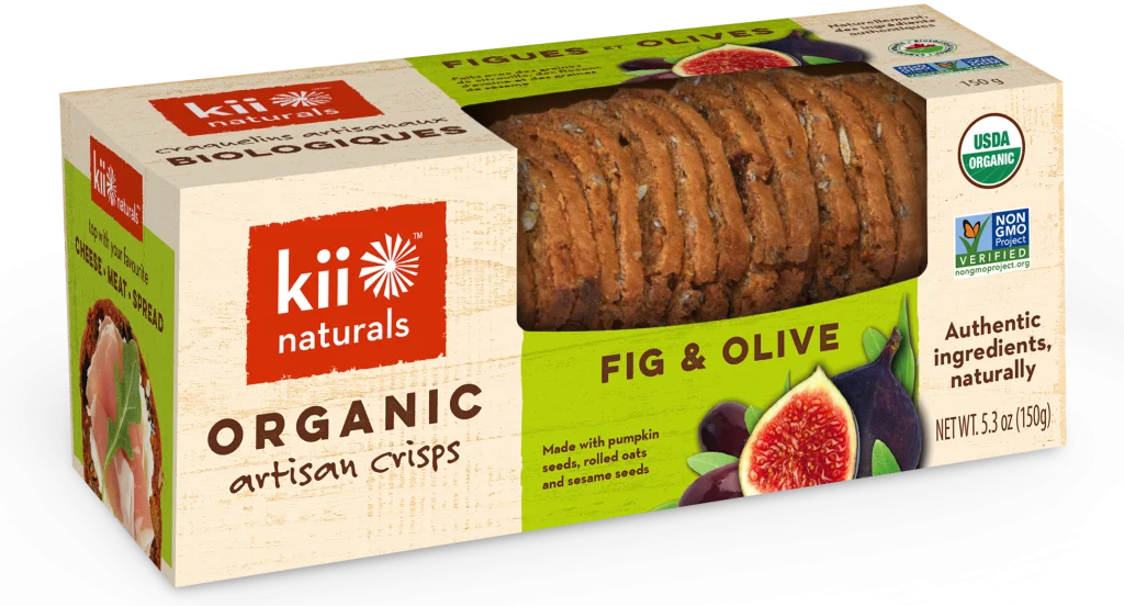 KII NATURALS, FIG & OLIVE ORGANIC ARTISAN CRISPS, 6 x 150G