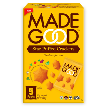 MADE GOOD, STAR PUFFED CHEDDAR CRACKERS OR, 6 x 5X20G