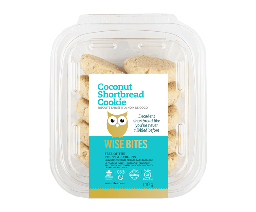 WISE BITES, COCONUT SHORTBREAD, 8 x 140G