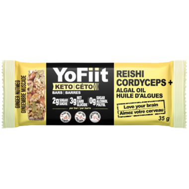 YOFIIT, KETO BAR WITH ADAPTOGENS GINGER, 12 x 35G