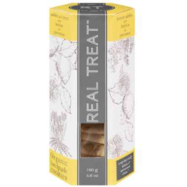 REAL TREAT, ORG LEMON SABLES WITH HERBES DE PROVENCE, 8 x 160G