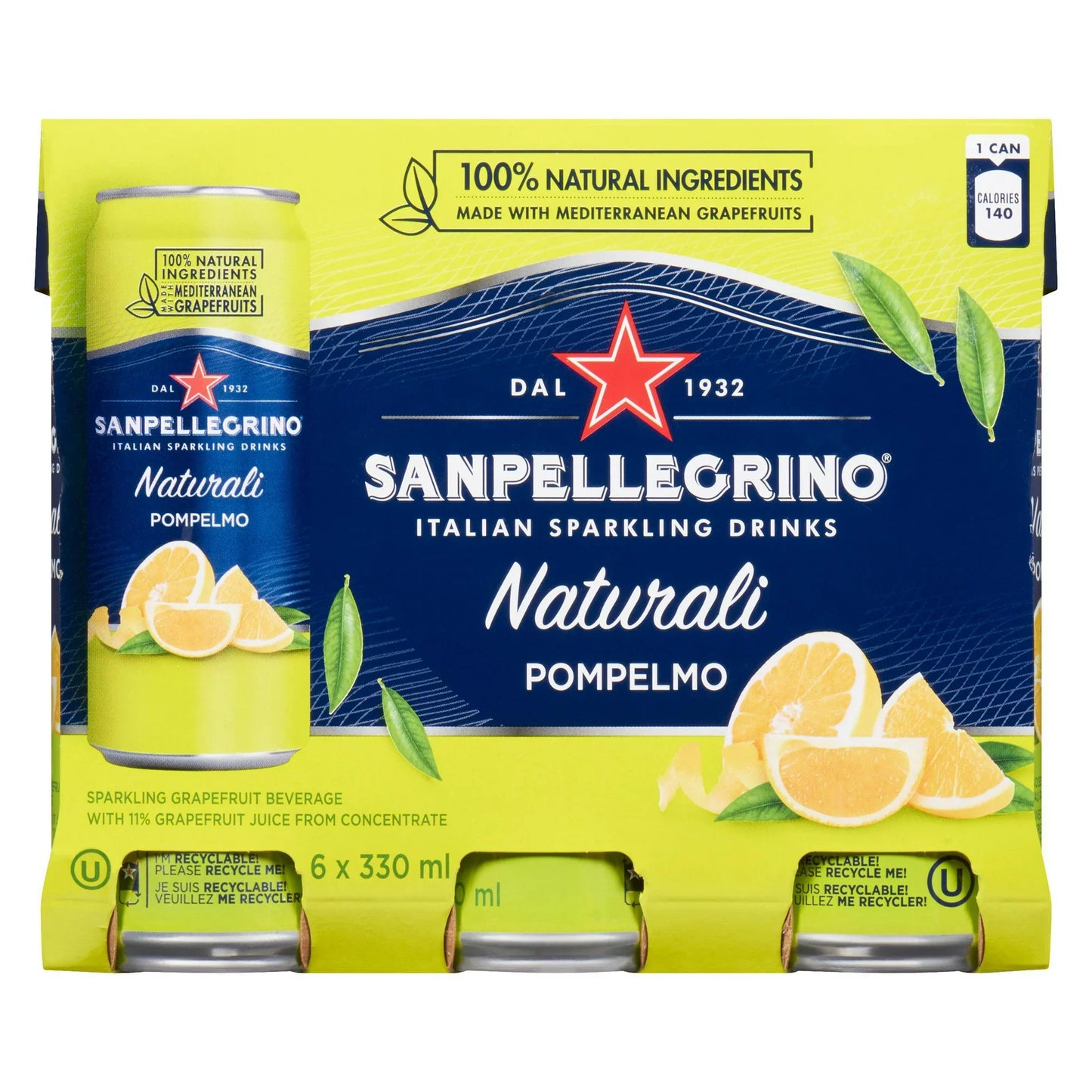 SAN PELLEGRINO, BEVERAGE POMPELMO, 6 x 330 ML