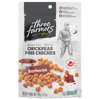 THREE FARMERS, CHICKPEAS - BBQ 120G, 12 x 120G