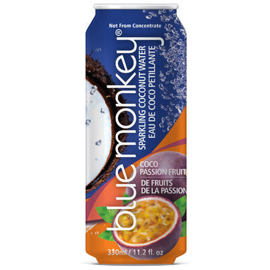 BLUE MONKEY, SPARKLING COCONUT WATER W PASSION FRUIT, 12 x 330ML