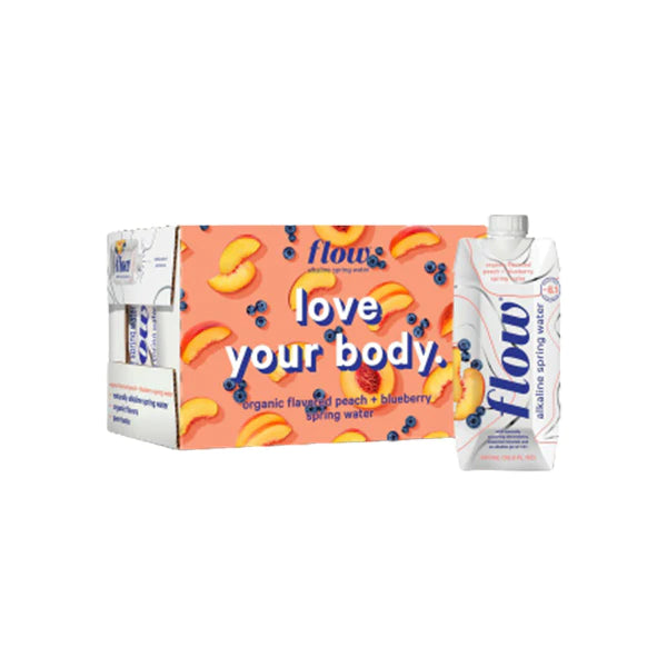 FLOW, ORGANIC PEACH BLUEBERRY, 6 x 500ML