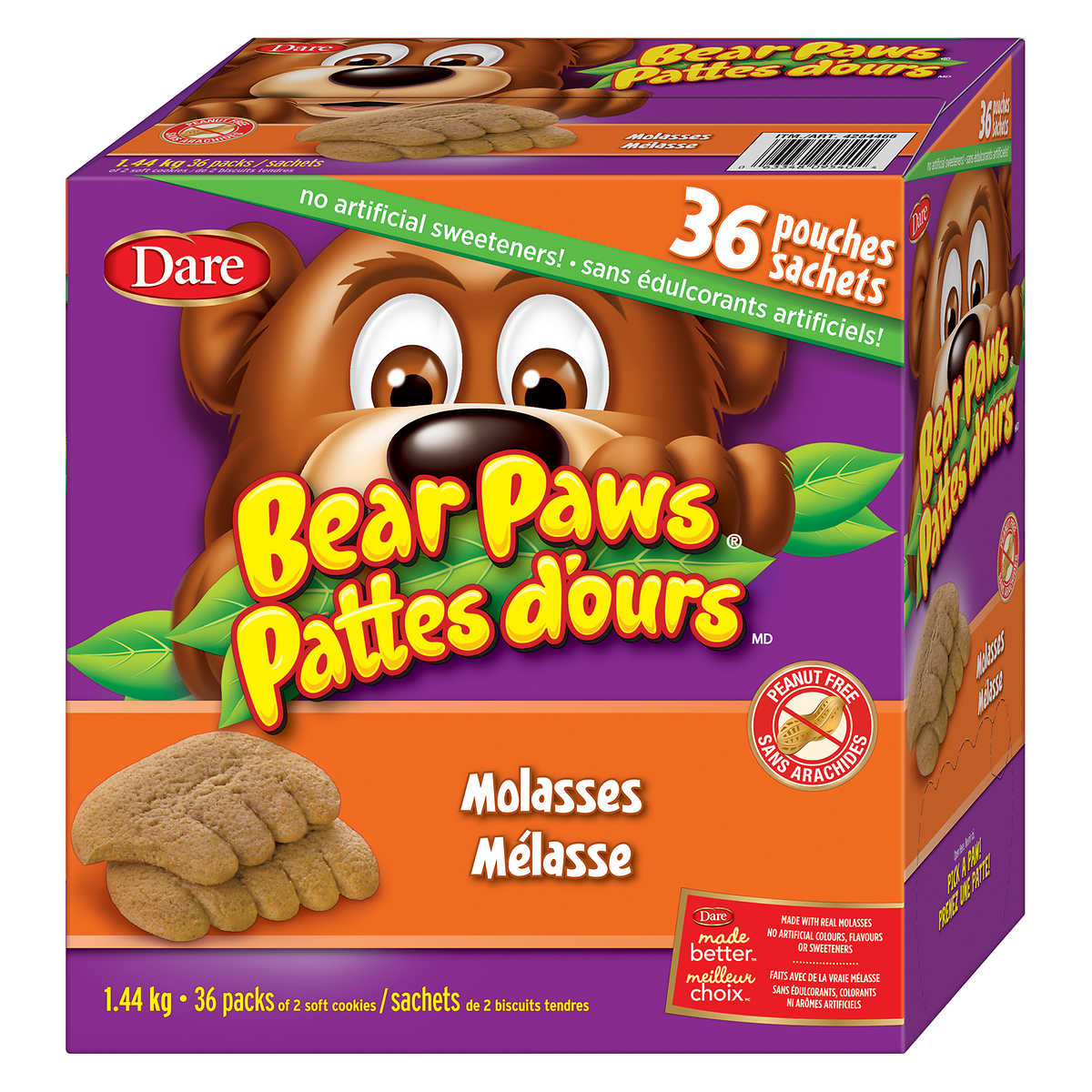 DARE, BEAR PAWS MOLASSES COOKIES, 36 X 40 G