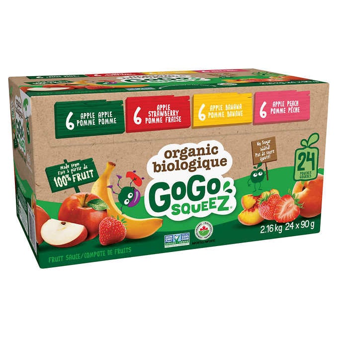 GOGO SQUEEZ, ORGANIC FRUIT SAUCE VARIETY PACK, 24 X 90 G