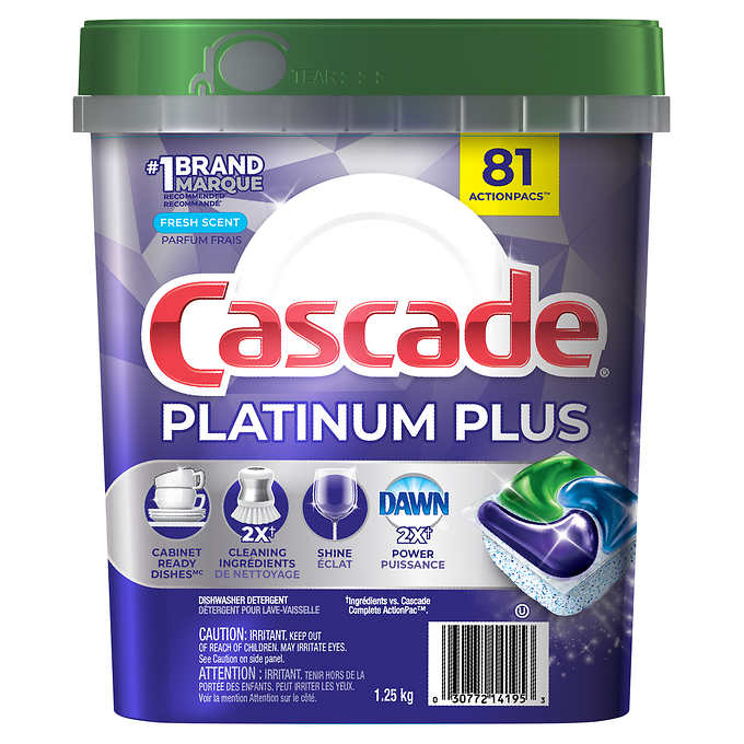 CASCADE, PLATINUM DISHWASHER DETERGENT, 81 ACTIONPACS