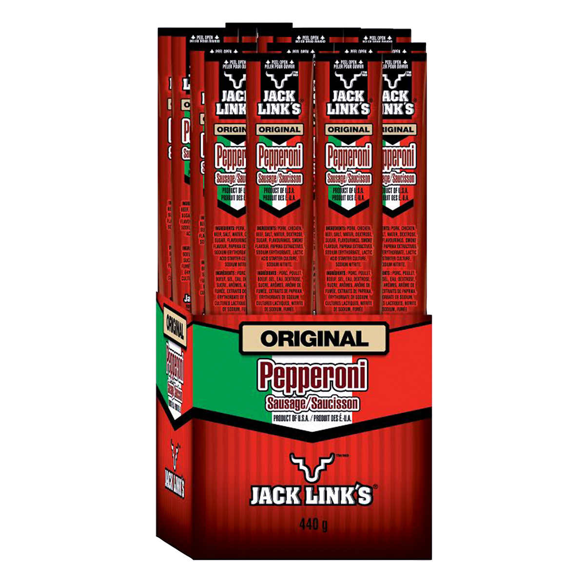 JACK LINK’S, ORIGINAL PEPPERONI STICKS, 20 × 22 G