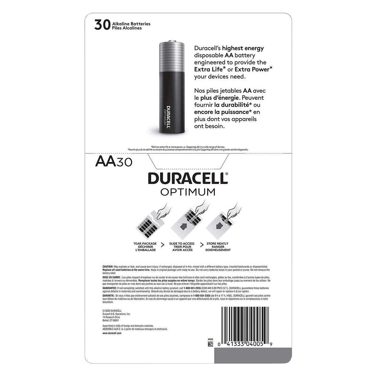 DURACELL, OPTIMUM AA BATTERIES, 30 UNITS