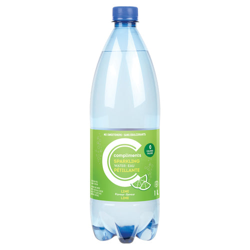 COMPLIMENTS, LIME SPARKLING WATER, 12 X 1 L