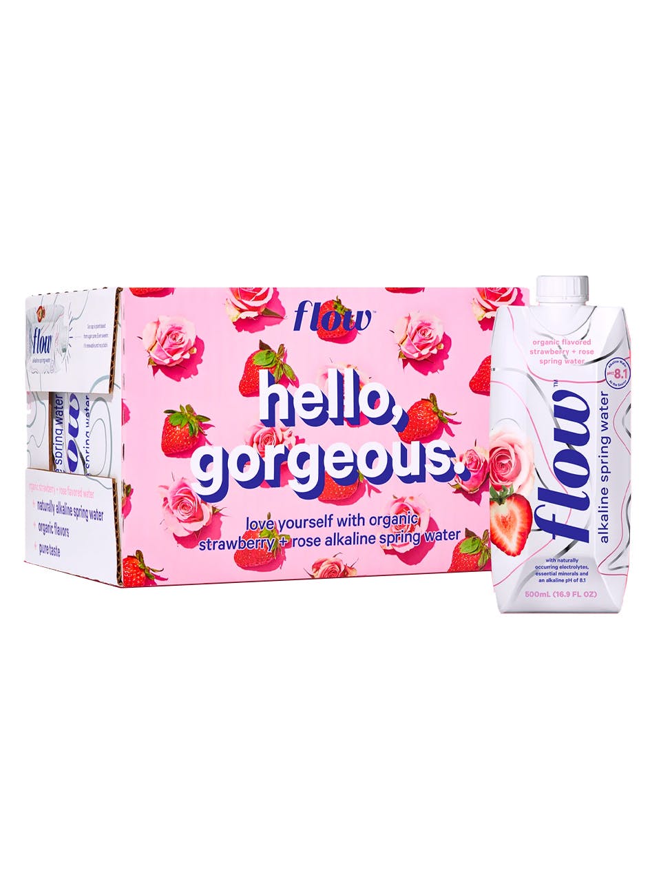 FLOW, ORGANIC STRAWBERRY ROSE 6PK, 6 x 500ML