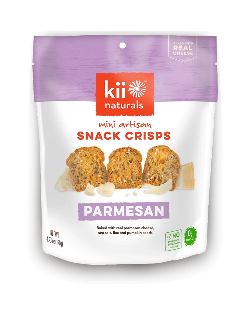 KII NATURALS, PARMESAN ARTISAN SNACK CRISPS, 12 x 120G