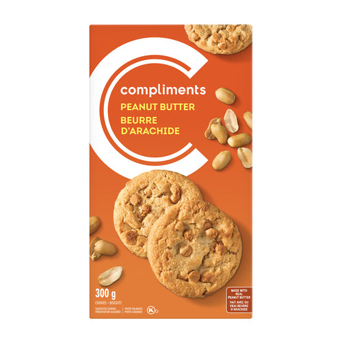 COMPLIMENTS PEANUT BUTTER COOKIES, 12 X 300 G