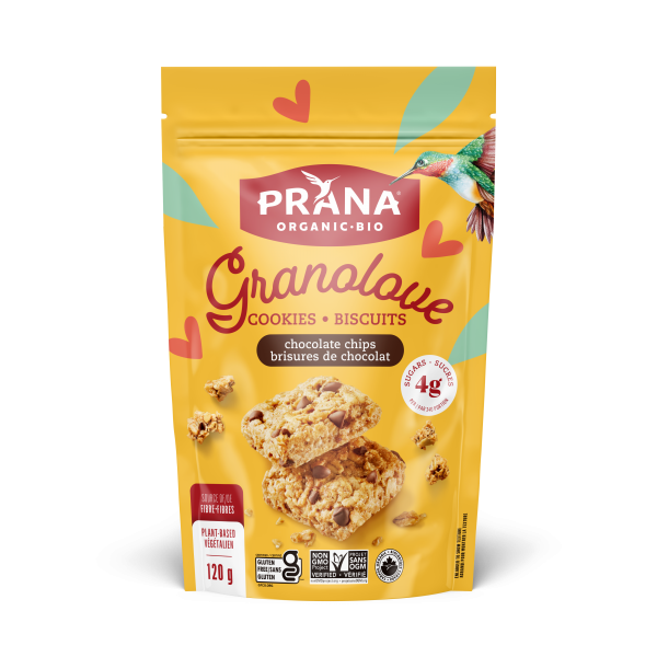 PRANA, GRANOLOVE COOKIES - CHOCOLATE CHIPS, 8 x 120G