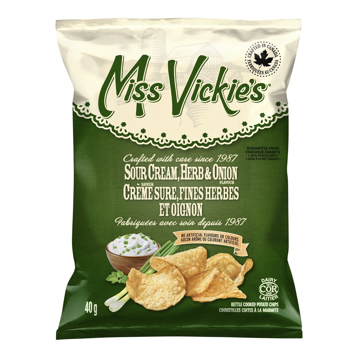 MISS VICKIES, SOUR CREAM HERB & ONION, 40 X 40G