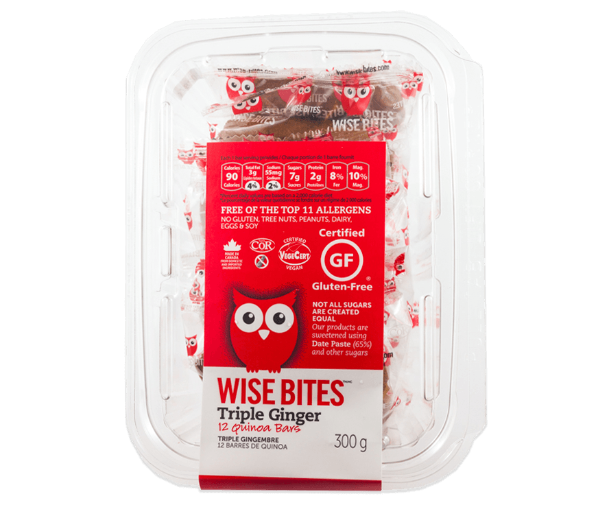 WISE BITES, TRIPLE GINGER QUINOA BARS 12PK, 12 x 300G