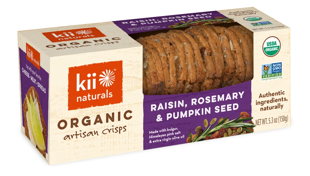 KII NATURALS, RAISIN ROSEMARY PUMPKIN SEED OR CRISP, 6 x 150G