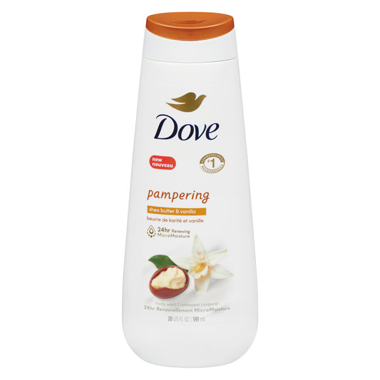 DOVE BODY WASH SHEA BUTTER + VANILLA RECONFORT, 4 X 591 ML