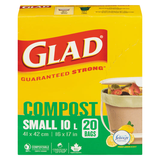 GLAD SMALL COMPOSTABLE BAG, 12 X 20 UN