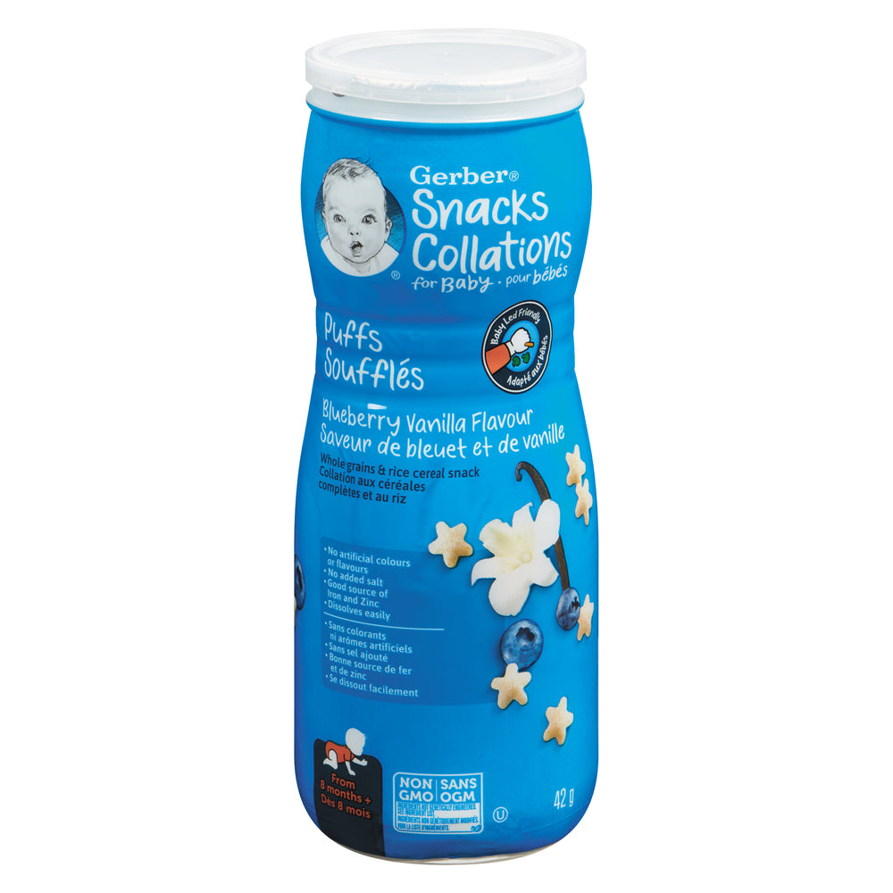 GERBER GRADUATES BLUEBERRY VANILLA PUFFS, 6 X 42 G