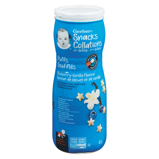 GERBER GRADUATES BLUEBERRY VANILLA PUFFS, 6 X 42 G