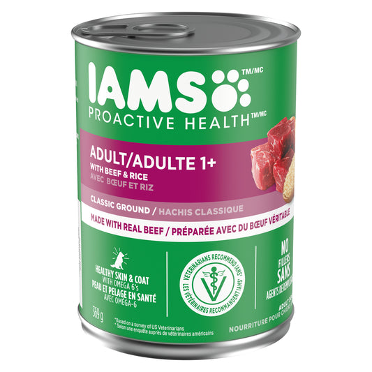IAMS DOG FOOD BEEF & RICE, 12 X 369 G