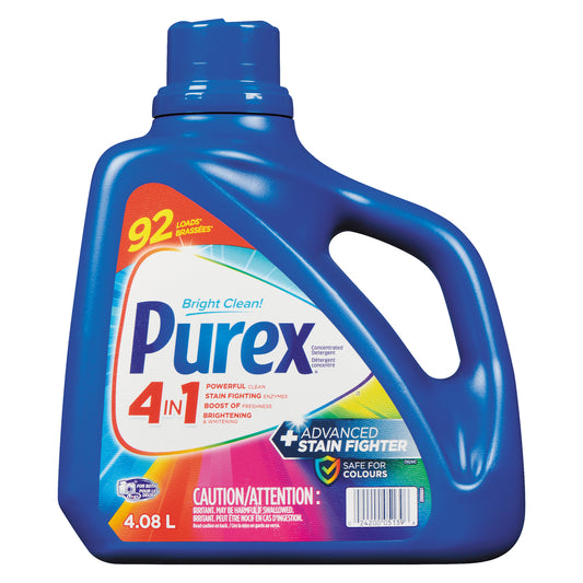 PUREX DETERGENT ADVANCED STAINS FIGHTER 92 LOADS, 4 X 4.08 L