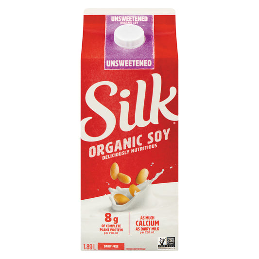 SILK UNSWEETENED ORGANIC SOY MILK, 6 X 1.89 L