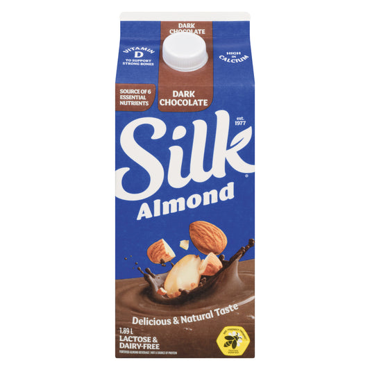 SILK ALMOND DARK CHOCOLATE DRINK, 6 X 1.89 L