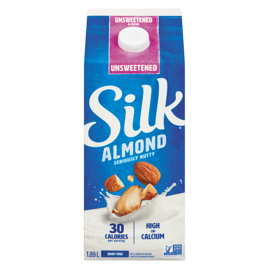 SILK ALMOND UNSWEETENED DRINK, 6 X 1.89 L