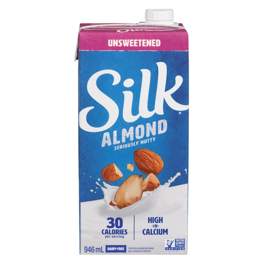 SILK ALMOND UNSWEETENED BEVERAGE, 12 X 946 ML