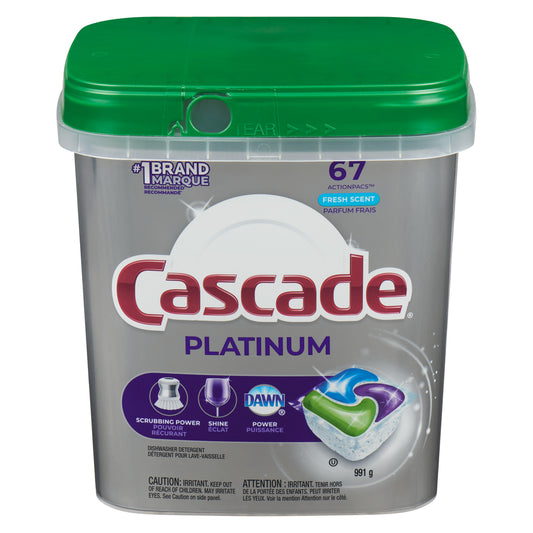 CASCADE PLATINUM FRESH DISHWASHER DETERGENT, 3 X 67 UN