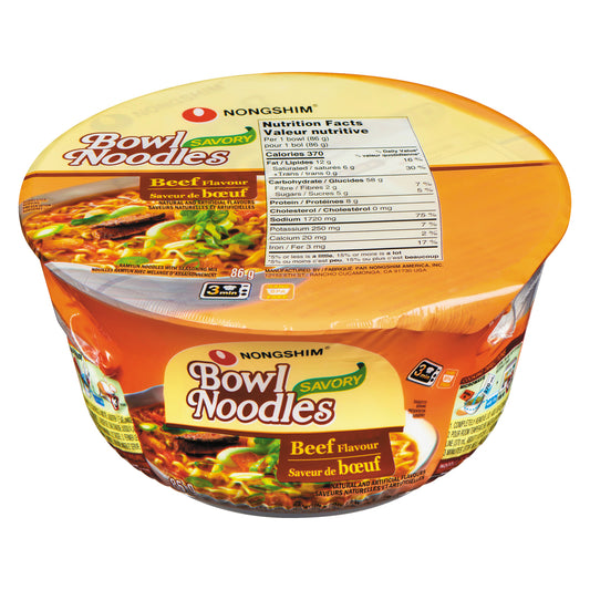 NS NOODLE BOWL BEEF FLAVOR, 12 X 86 G