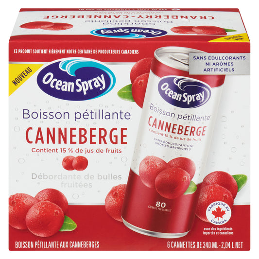 OCEAN SPRAY CRANBERRY FLAVORED WATER, 4 X 6 X 340 ML