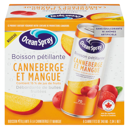 OCEAN SPRAY CRANBERRY MANGO FLAVORED WATER, 4 X 6 X 340 ML