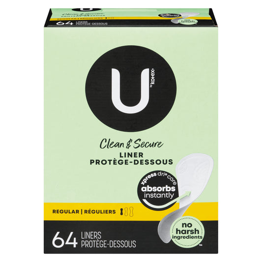 U BY KOTEX LIGHT/DAY PADS REGULAR ABSORBENCY, 8 X 64 UN