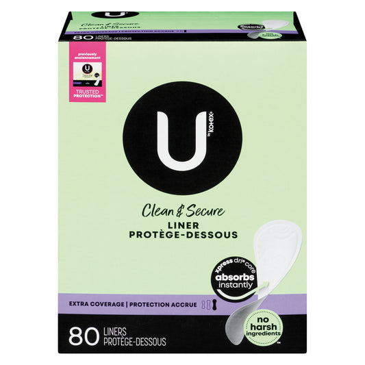 U BY KOTEX LIGHT/DAY PADS REGULAR ABSORBENCY, 4 X 80 UN