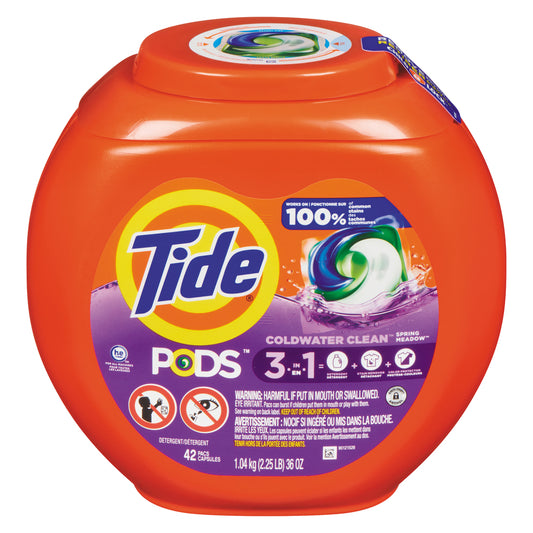 TIDE DETERGENT PODS SPRING MEADOW 42 LOADS, 4 X 967 G