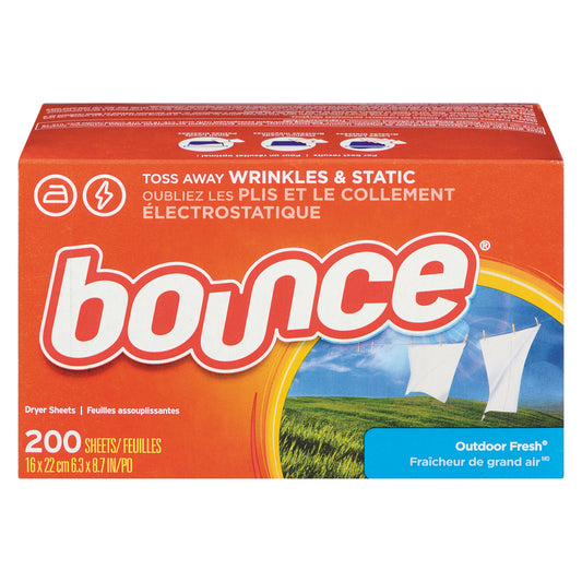 BOUNCE OUTDOOR FRESH FABRIC SOFTENER SHEETS, 6 X 200 UN