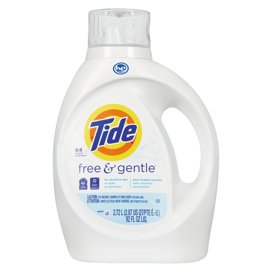 TIDE DETERGENT LIQUID LESS 2X HIGH EFFICIENCY FREE 64 LOADS, 4 X 2.72 L