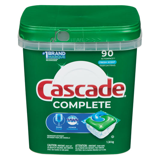 CASCADE ACTION PACS COMPLETE FRESH SCENT, 3 X 1.34 KG