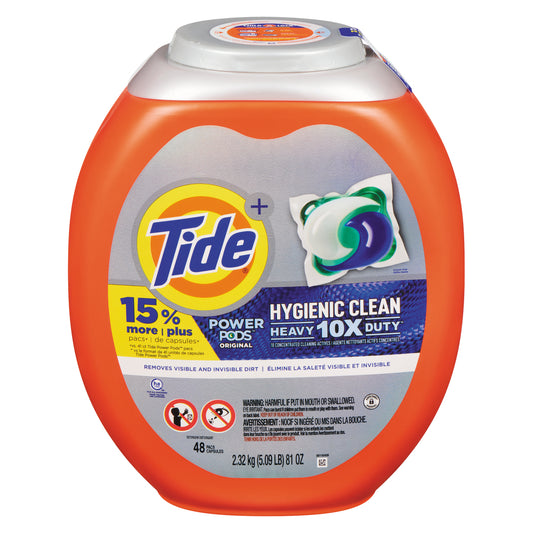 TIDE DET POWDER PODS ORIGINAL HYGENIC CLEAN 48 PODS, 4 X 2.31 KG
